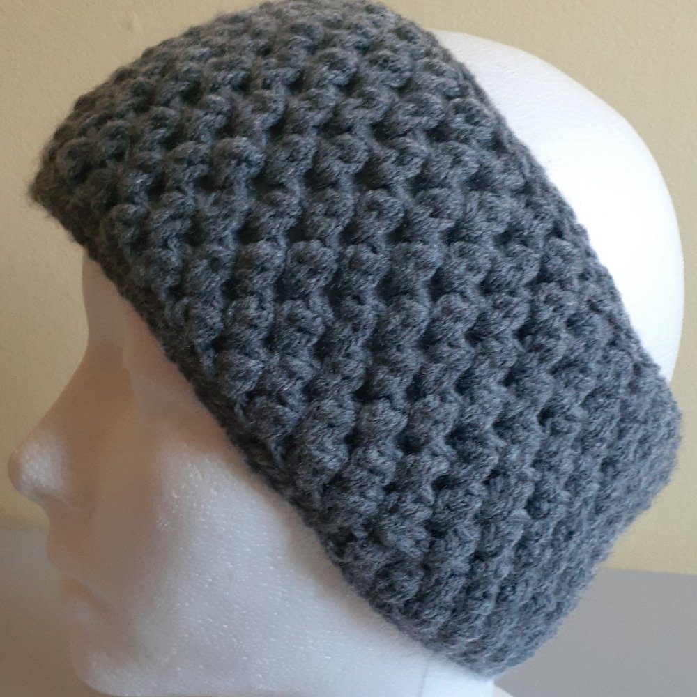 Dark Grey crochet headband, size M